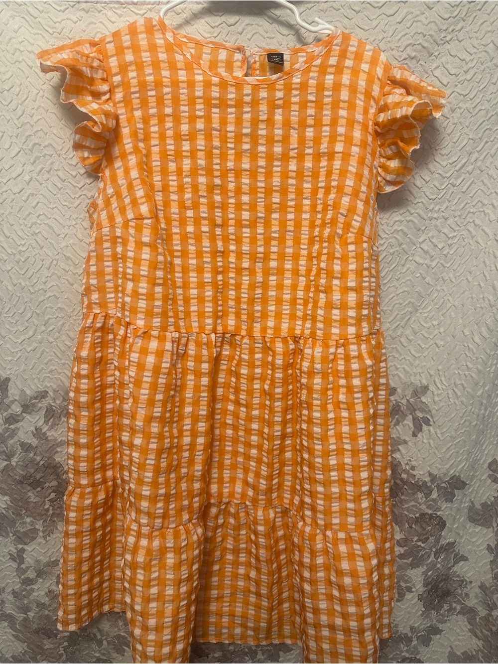 Orange Gingham Tiered Dress by Unknown Brand